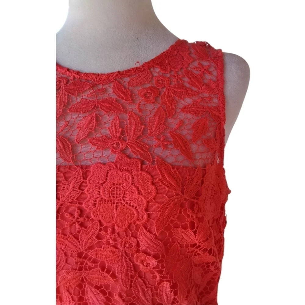J. Crew Collection Poppy Coral Color Lace Sheath Dress Knee Length Size 8